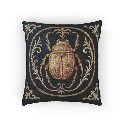 Scarab Beetle Pillow – Woven Tapestry Decorative Throw Cushion